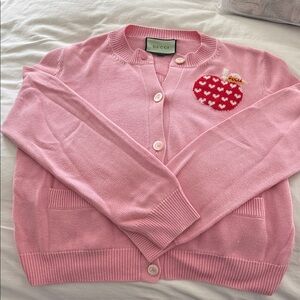 Gucci Pink Heart Motif Women's Cardigan